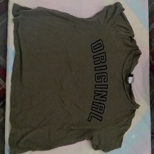 A dark green original mid length crop top teens women olive green top